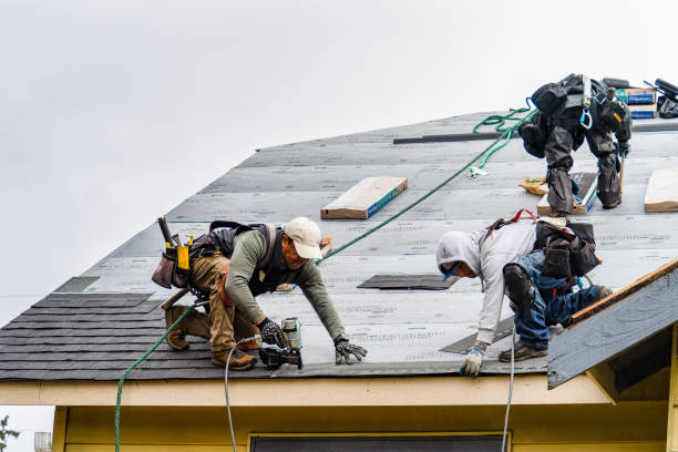 Professional Gutter Installation technician working in Pine Bush, NY